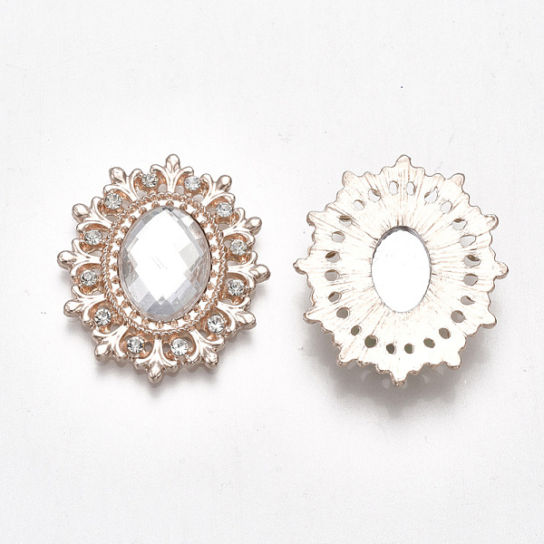 

PandaHall Alloy Cabochons, with Acrylic Rhinestone and Glass Rhinestone, Faceted, Oval, Light Gold, Clear, 28x24x4mm Acrylic Rhinestone Oval...