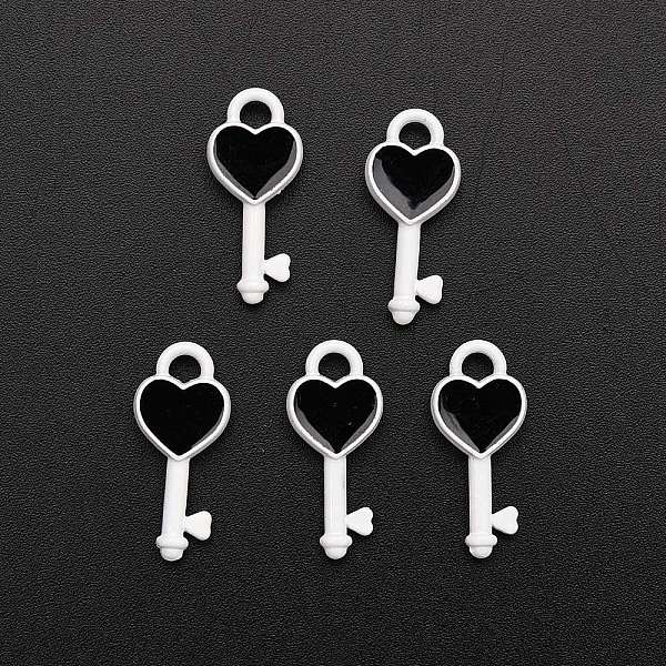 

PandaHall Spray Painted Alloy Enamel Pendants, Heart Key, Black, 16x7x2.2mm, Hole: 1.8mm Alloy+Enamel Key Black
