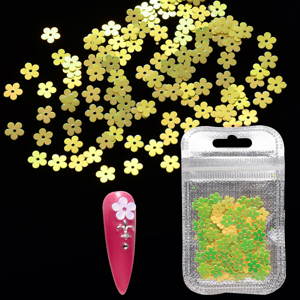

PandaHall Shining Nail Art Glitter, Manicure Sequins, DIY Sparkly Paillette Tips Nail, Flower, Gold, 6.5x7x0.3mm, about 2g/bag Plastic...