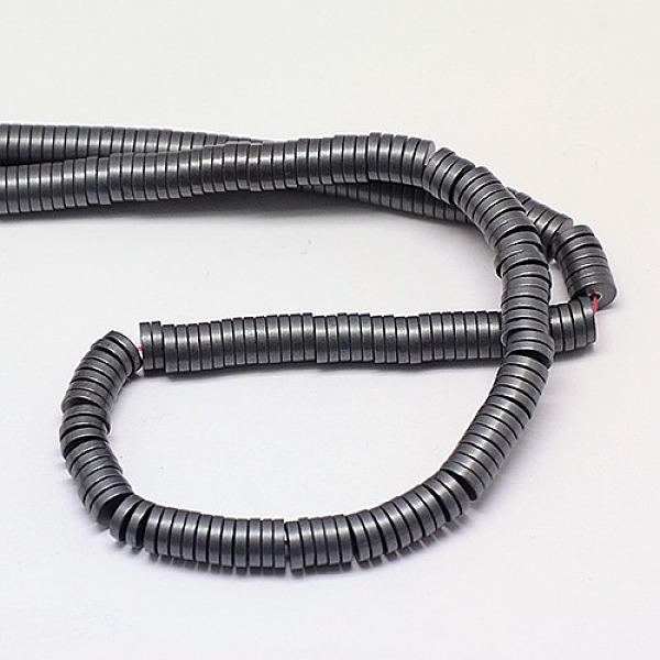 

PandaHall Non-magnetic Synthetic Hematite Beads Strands, Frosted, Heishi Beads, Flat Round/Disc, Grade A, 4x1mm, Hole: 1mm, about...