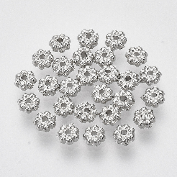 

PandaHall CCB Plastic Spacer Beads, Flower, Platinum, 4.5x2mm, Hole: 1mm, about 1554pcs/37g Plastic Flower