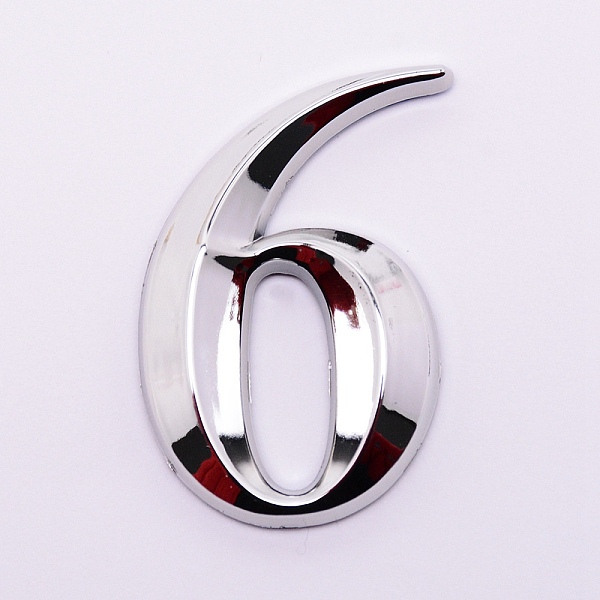 

PandaHall Plastic & PVC Number Sign Labels, Silver, Num.6, 6: 67.5x44x8mm Plastic Silver