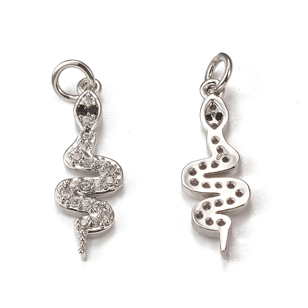 

PandaHall Brass Micro Pave Cubic Zirconia Pendants, with Jump Ring, Snake Charm, Platinum, 22x17.5x2mm, Hole: 3mm Brass+Cubic Zirconia Snake..., Clear