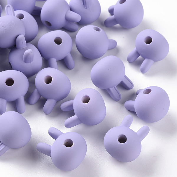 

PandaHall Acrylic Beads, Rubberized Style, Half Drilled, Rabbit, Lilac, 19x16.5x14.5mm, Hole: 3.5mm Acrylic Rabbit Purple
