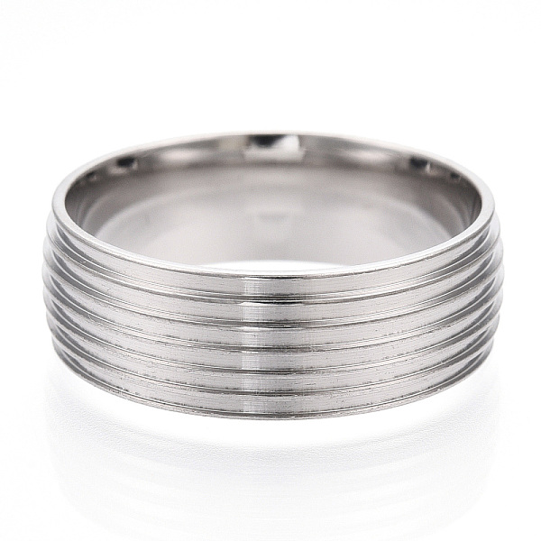 PandaHall 201 Stainless Steel Grooved Finger Ring Settings, Ring Core Blank for Enamel, Stainless Steel Color, 8mm, Size 11, Inner Diameter...