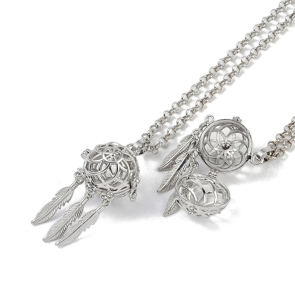 

PandaHall Brass Pendant Necklaces, Iron Rolo Chains, Woven Net/Web with Feather, Platinum, 32.05 inch(814mm) Brass Others