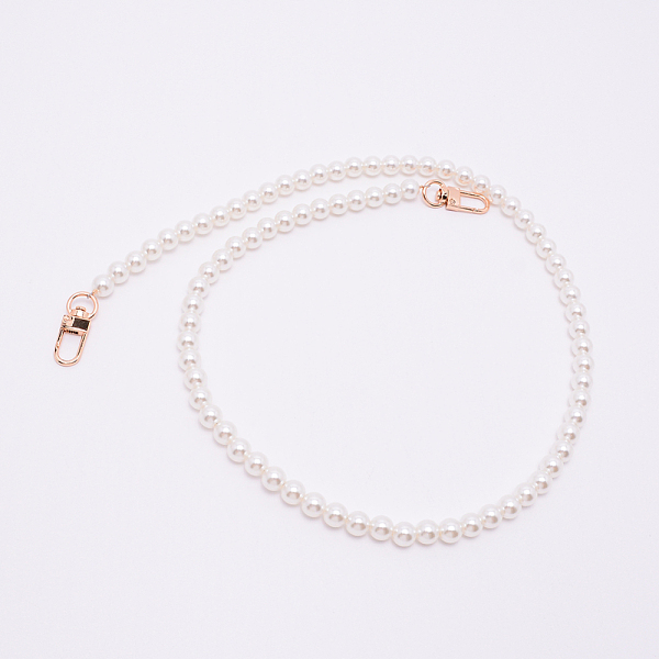 

PandaHall White Acrylic Round Beads Bag Handles, with Zinc Alloy Swivel Clasps and Steel Wire, for Bag Replacement Accessories, Light Gold...
