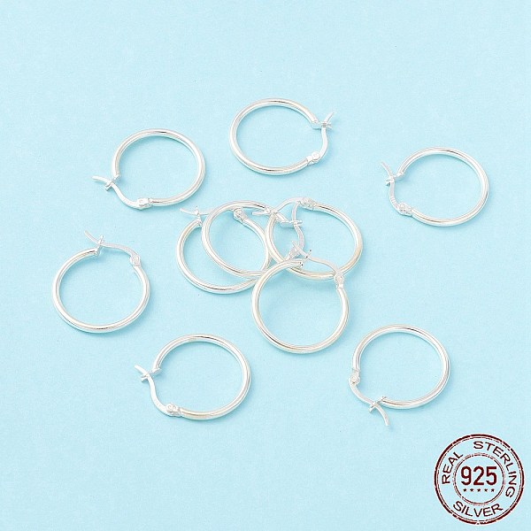 

PandaHall 925 Sterling Silver Hoop Earrings, Chunky Small Huggie Hoop Earrings for Women, Silver, 24x23x2mm, Pin: 0.6x1.2mm Sterling Silver