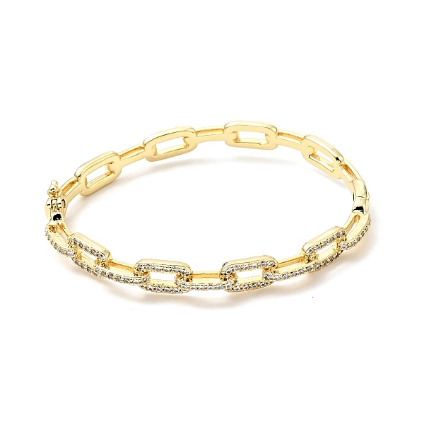 

PandaHall Clear Cubic Zirconia Oval Link Chains Hinged Bangle, Brass Jewelry for Women, Cadmium Free & Nickel Free & Lead Free, Real 18K...