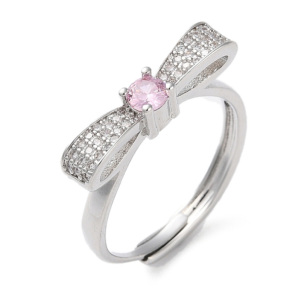 

PandaHall Adjustable Brass with Cubic Zirconia Rings, Bowknot, Inner Diameter: 19mm Brass+Cubic Zirconia Bowknot