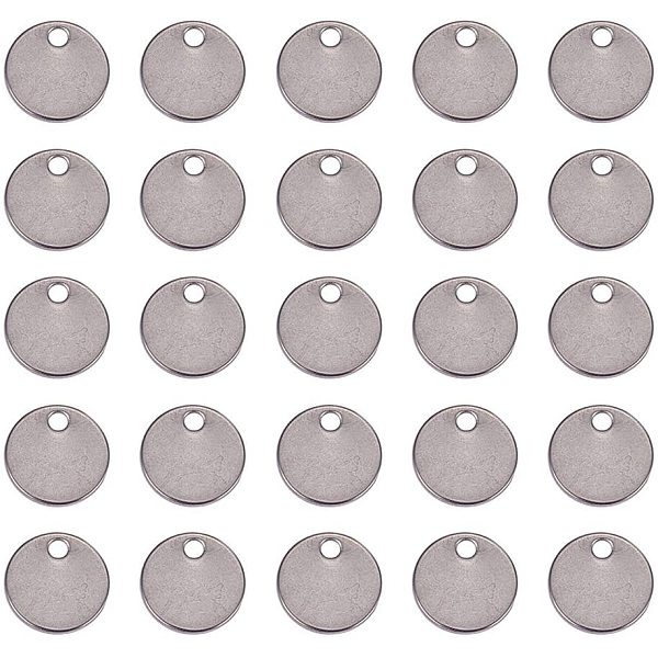 PandaHall 150 pcs 304 Stainless Steel Stamping Tag Pendants for Bracelet Earring Pendant Charms,Flat round, Stainless Steel Color,8x0.6mm...