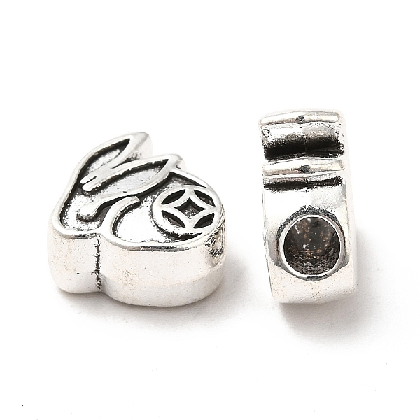 

PandaHall Tibetan Style Alloy Beads, Rabbit with Coin Pattern, Antique Silver, 13x12x6mm, Hole: 3.6mm, about 323pcs/1000g Alloy Rabbit