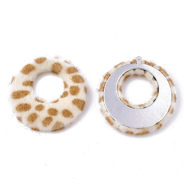

PandaHall Faux Mohair Pendants, with Aluminum Bottom, Flat Round, Platinum, PeachPuff, 43~44x40.5~41.5x4.5~5mm, Hole: 1mm Velvet Flat Round..., Brown