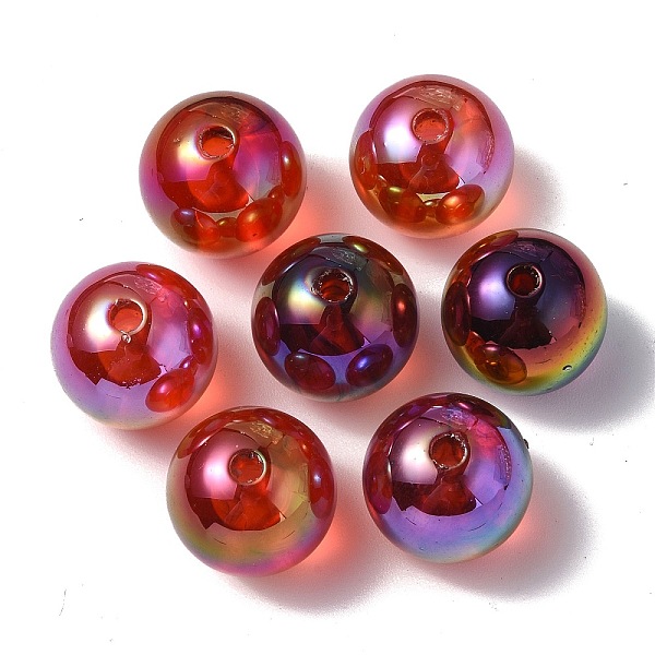 

PandaHall UV Plating Rainbow Iridescent Acrylic Beads, Round, FireBrick, 15.5x15mm, Hole: 2.7mm Acrylic Round Red