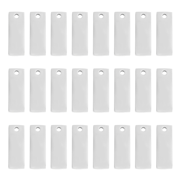 

PandaHall Unicraftale 201 Stainless Steel Pendants, Rectangle Charm, Stainless Steel Color, 16x6x1.5mm, Hole: 1.6mm, 30pcs/box 201 Stainless...