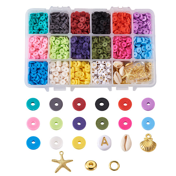 

PandaHall DIY Jewelry Sets Kits, Including Handmade Polymer Clay Heishi Beads, Cowrie Shell Beads, Acrylic Beads, Brass Spacer Beads & Jump..., Multicolor