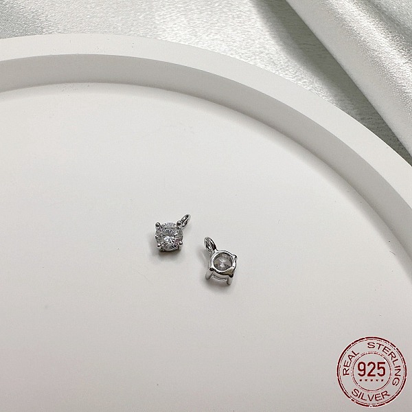 

PandaHall Rhodium Plated 925 Sterling Silver Micro Pave Clear Cubic Zirconia Charms, Diamond, Real Platinum Plated, 8.5x6x3.5mm, Hole: 1.5mm...