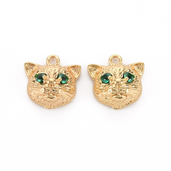 

PandaHall Brass Micro Pave Green Cubic Zirconia Charms, Nickel Free, Cat, Real 18K Gold Plated, 12.5x12.5x6mm, Hole: 1.5mm Brass+Cubic...