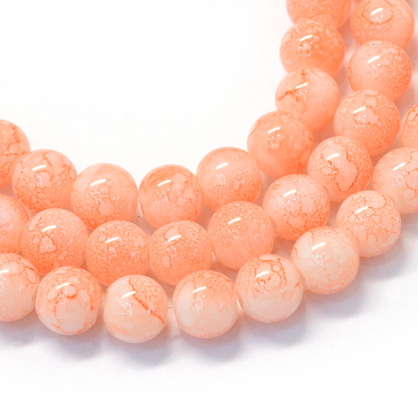 

PandaHall Baking Painted Glass Round Bead Strands, Light Salmon, 8.5~9mm, Hole: 1.5mm, about 105pcs/strand, 31.8 inch Glass Round Red