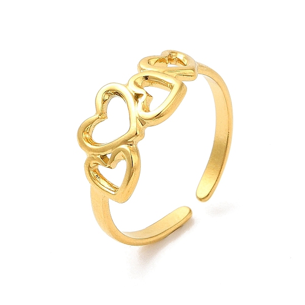 

PandaHall Ion Plating(IP) 304 Stainless Steel Cuff Finger Rings, Hollow Heart Open Rings for Women, Real 18K Gold Plated, US Size 7 1/4...