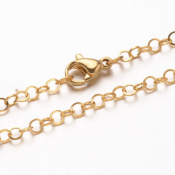 

PandaHall 304 Stainless Steel Rolo Chain Necklaces, with Lobster Clasps, Golden, 17.71 inch(44.9cm) 304 Stainless Steel