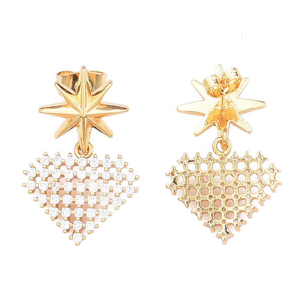 

PandaHall Cubic Zirconia Diamond Stud Earrings, with Ear Nuts, Golden Brass Stud Earrings for Women, Nickel Free, Clear, 28.5mm, Pin: 0.7mm...