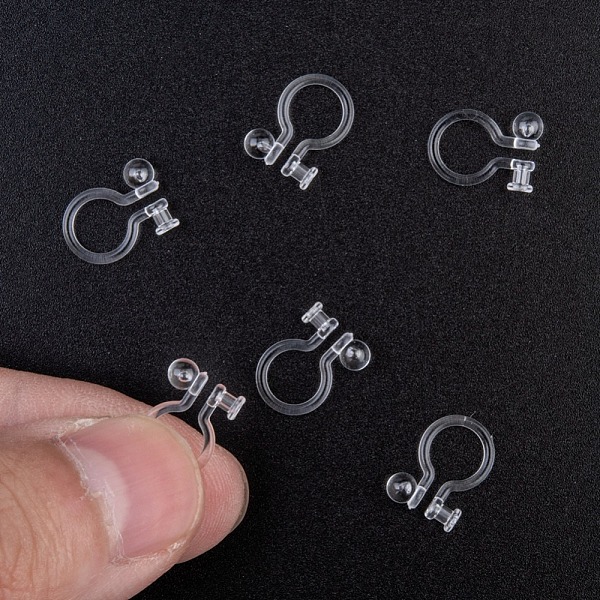 

PandaHall Plastic Clip-on Earring Findings, Clear, 11x8mm, Hole: 0.75mm, Ball: 3mm Plastic Clear