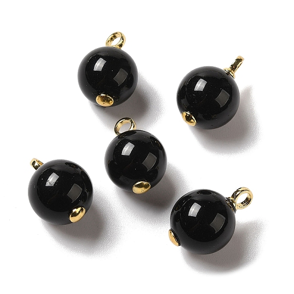 

PandaHall Natural Black Onyx(Dyed & Heated) Pendants, Round Charms with Real 18K Gold Plated Brass Loops, 21x14mm, Hole: 3.4mm Black Onyx...