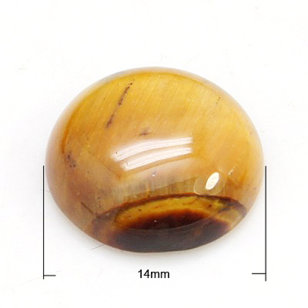 

PandaHall Half Round/ Dome Gemstone Cabochons, Natural Tiger Eye, 14x6mm(diameter will ±0.5mm) Tiger Eye Half Round