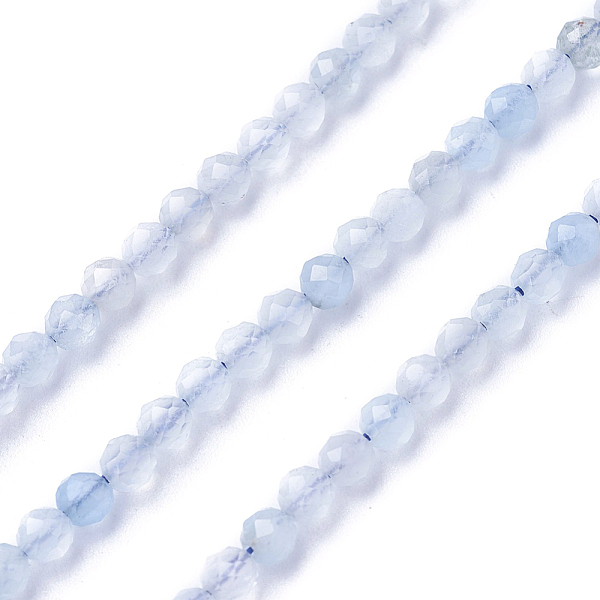

PandaHall Natural Aquamarine Beads Strands, Faceted, Round, 3~3.5mm, Hole: 0.5mm, about 115~130pcs/strand, 14.5~16.1 inch(37~41cm)...