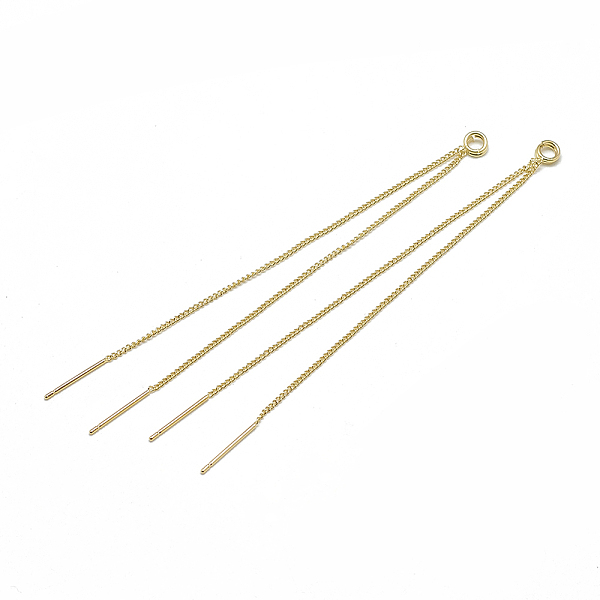 

PandaHall Brass Chain Stud Earring Findings, with Loop, Ear Thread, Real 18K Gold Plated, 85mm, Hole: 2mm, Pin: 0.8mm Brass Others