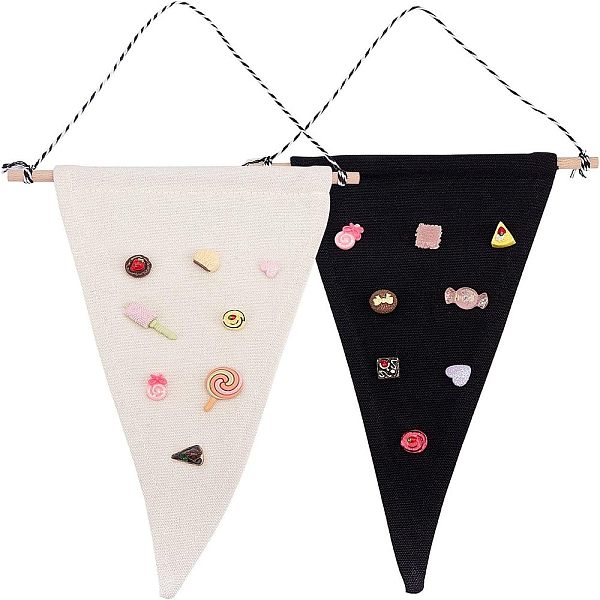 

PandaHall Fingerinspire 2Pcs 2 Colors Cloth Brooch Pin Display Organizer, with Cotton and Wood Finding, Triangle, Mixed Color, 405mm..., Multicolor