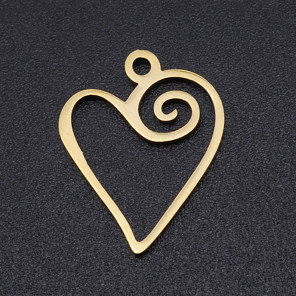 

PandaHall 201 Stainless Steel Pendants, Laser Cut Pendants, Heart, Golden, 17x13.5x1mm, Hole: 1.5mm 201 Stainless Steel Heart