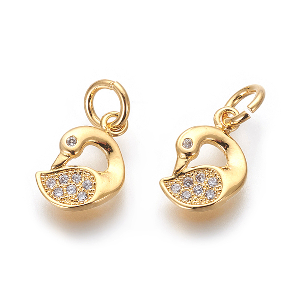 

PandaHall Brass Micro Pave Cubic Zirconia Charms, Lead Free & Cadmium Free, Clear, Swan, Mixed Color, 11x8x2mm, Hole: 3mm Brass+Cubic...