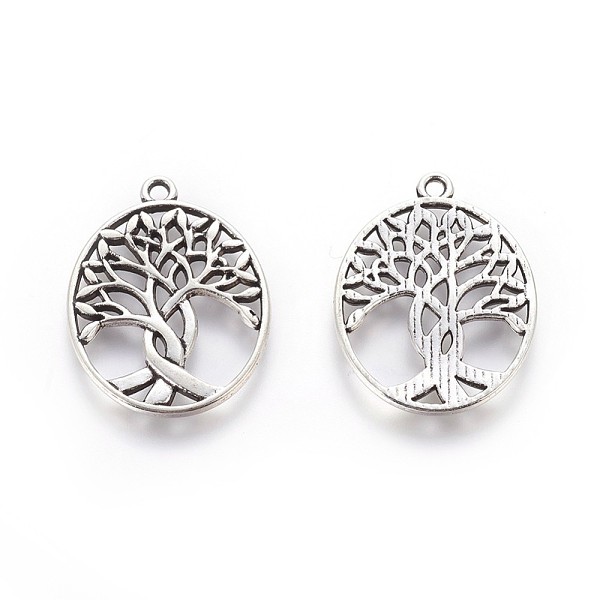 

PandaHall Tibetan Style Zinc Alloy Pendants, Oval with Tree of Life, Antique Silver, 31.5x23.5x1.5mm, Hole: 1.5mm Alloy Oval