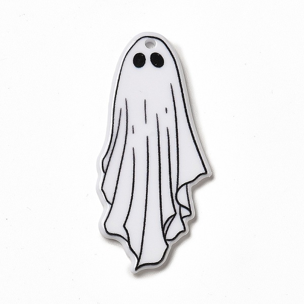 

PandaHall Halloween Printed Acrylic Pendants, Ghost Charms, White, 46x21x2.5mm, Hole: 1.8mm Acrylic Ghost White