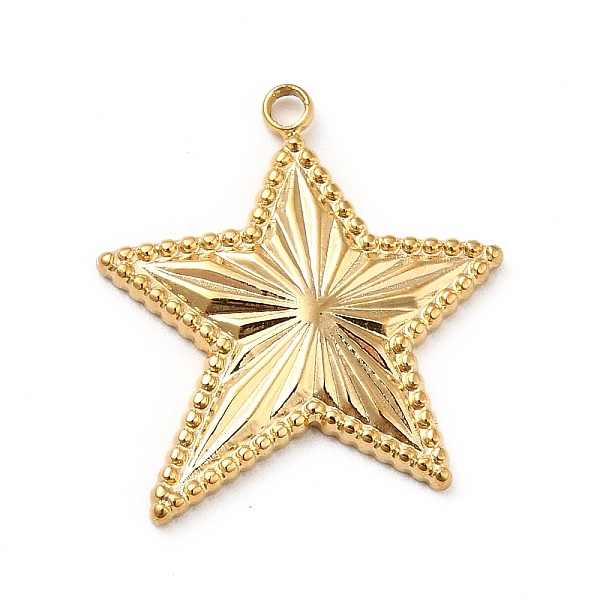 

PandaHall Ion Plating(IP) 304 Stainless Steel Pendants, Star Charms, Real 18K Gold Plated, 19.5x18x2mm, Hole: 1.5mm 304 Stainless Steel Star