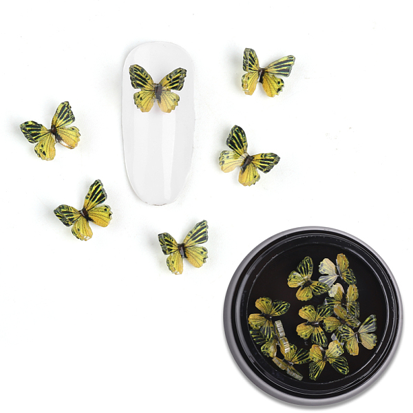 

PandaHall 3D Resin Cabochons, Nail Art Studs, Nail Art Decoration Accessories, Butterfly, Goldenrod, 7.5x7~8x2~3mm, 10pcs/box Resin..., Gold