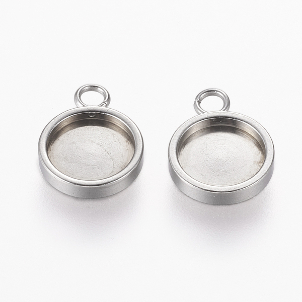 

PandaHall 304 Stainless Steel Charm Cabochon Settings, Plain Edge Bezel Cups, Flat Round, Stainless Steel Color, Tray: 8mm, 13x10x2mm, Hole...