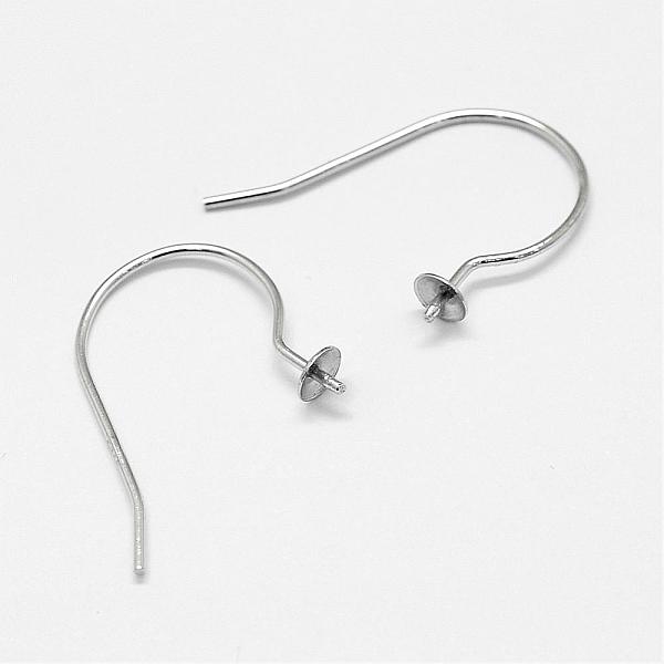 

PandaHall Rhodium Plated 925 Sterling Silver Earring Hooks, for Half Drilled Beads, Platinum, 17.5mm, 20 Gauge, Pin: 0.8mm Sterling Silver