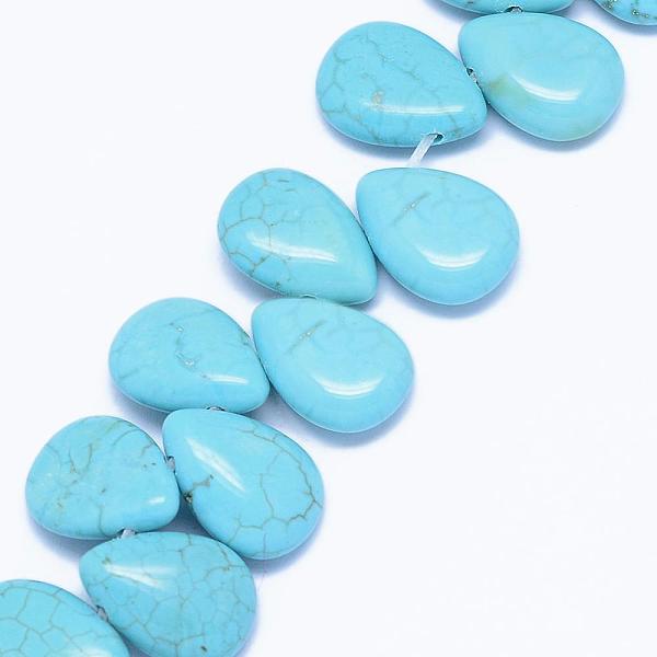 

PandaHall Natural Magnesite Beads Strands, Top Drilled Beads, Dyed & Heated, Teardrop, Sky Blue, 14x10x5mm, Hole: 0.8mm, about 56pcs/strand...