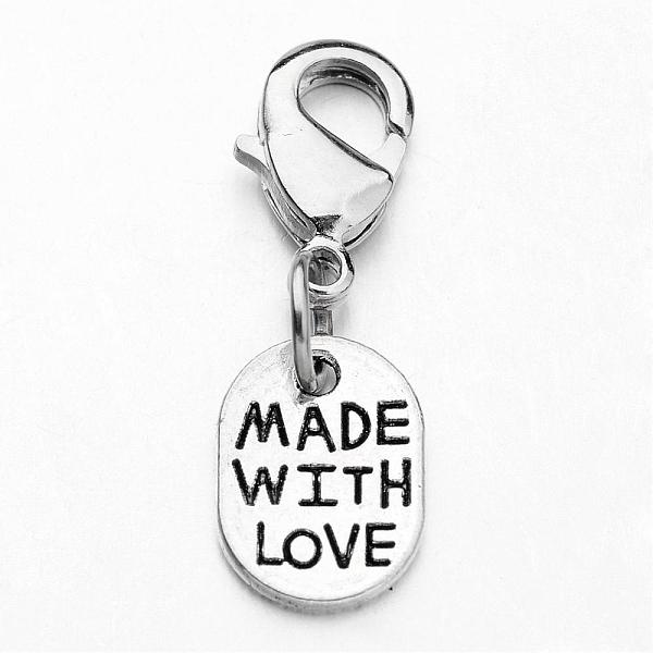 

PandaHall Tibetan Style Alloy Pendants, Oval with Words, with Brass Lobster Claw Clasps, Antique Silver, 25mm Alloy Oval