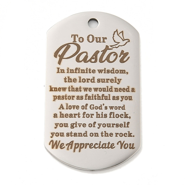 

PandaHall 201 Stainless Steel Pendants, Message Charms, Oval with Word To Our Pastor Charms, Stainless Steel Color, 49x28x2mm, Hole: 3mm 201...