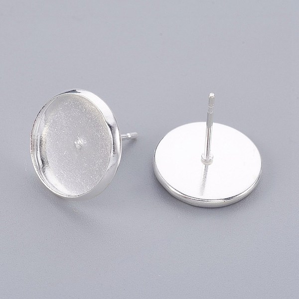 

PandaHall 304 Stainless Steel Stud Earring Findings, Flat Round, Silver Color Plated, Tray: 12mm, 14x2mm, Pin: 0.8mm 304 Stainless Steel...