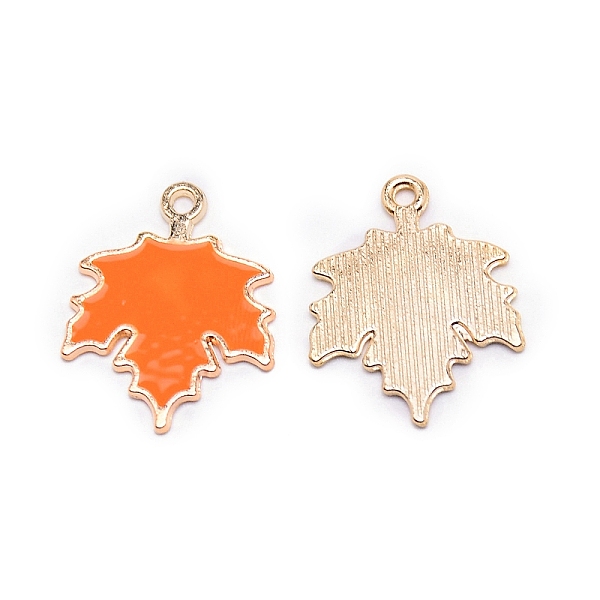 

PandaHall Zinc Alloy Enamel Pendants, Light Gold, Maple Leaf, Orange, 24x19x2mm, Hole: 1.6mm Alloy+Enamel Leaf Orange