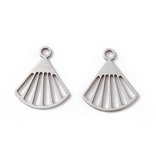 

PandaHall 304 Stainless Steel Pendants, Fan Charm, Stainless Steel Color, 17x14.5x1mm, Hole: 1.8mm 304 Stainless Steel Fan