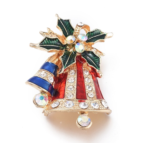 

PandaHall Golden Plated Alloy Brooches, with Rhinestone and Enamel, Christmas Bell, for Christmas, Colorful, 42.5x29.5x9.5mm, Pin: 0.8mm..., Multicolor