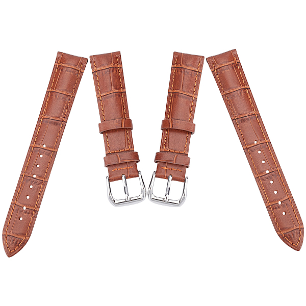 PandaHall Gorgecraft Leather Watch Bands, with 304 Stainless Steel Clasps, Chocolate, 88~120x20x2.5~5mm Leather Brown