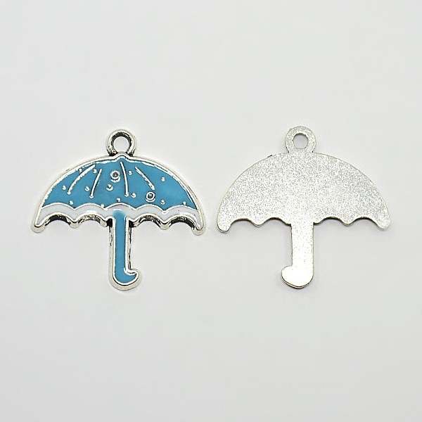 

PandaHall Umbrella Antique Silver Tone Alloy Enamel Pendants, Deep Sky Blue, 26x27x1.5mm, Hole: 2mm Alloy+Enamel Umbrella Blue
