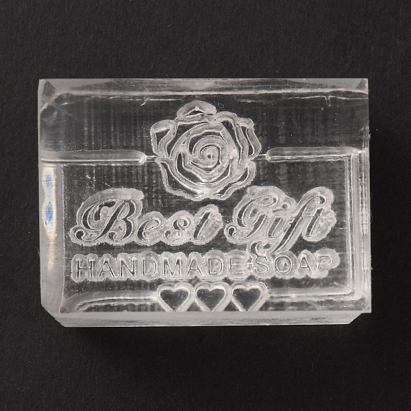 

PandaHall CRASPIRE Soap Mould Stamp Resin Handmade Natural Gift Soap Chapter Handmade Stamping Mould Imprint Stamp for DIY Handmade Soap..., Clear